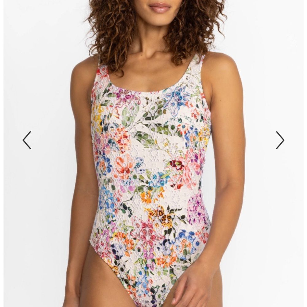 Johnny Was Neon Jungle Eyelet One Piece Swimsuit -